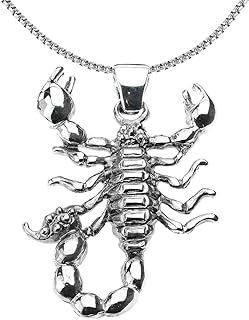 925 Sterling Silver Stunning Scorpio Zodiac Charm Scorpion Pendant Necklace