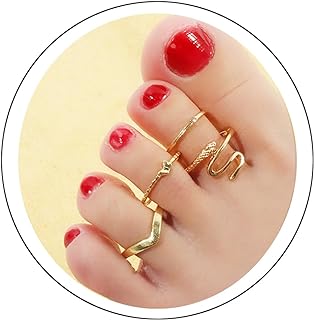 CSIYANJRY99 Gold Plated Toe Rings for Women Adjustable Vintage Band Rings Open Flower CZ Butterfly Hollowed Out Beach Toe Ring Set Beach Foot Jewelry