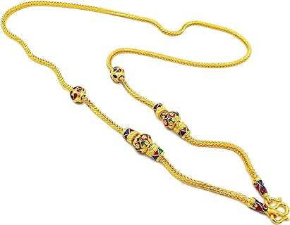 Enchanting Lai Thai Bead 22K Gold Plated Necklace, Sukhothai Design with S Thai Clasp, 24-inch Chain for Women