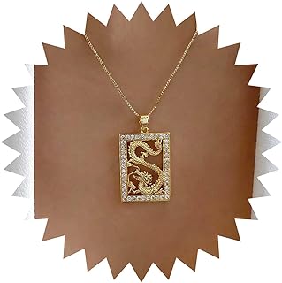 Square Punk Dragon Pendant Necklace with Cable Chain, Ideal Jewelry for Women and Girls, Zinc Crafted, No Gemstones Used