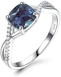 Sterling Silver or Gold Alexandrite and Moissanite Engagement Ring for Women - Color-Changing Gem, Custom Ring Sizes