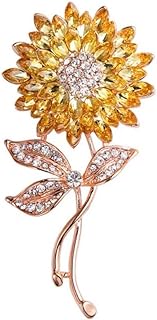 Sunflower Brooch Pins Rhinestones Crystal Brooches Gold Pins for Hats Elegant Crystal Brooch Pins for Women Vintage Pin