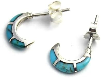 COSUMOSU Inlay Turquoise Hoop 925 Sterling Silver Earrings