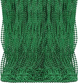 Mardi Gras Beads Necklaces Bulk 30'' Metallic Beaded Necklaces for Carnival Party Parade Throw School Spirit Wear
