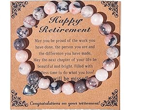 Teacher Charm Bracelet with Lobster Claw Clasp, Bead Chain Design, Perfect for Coworkers, Teachers, Family, Friends - Natural Stone Heart, Zinc Metal, Made in China