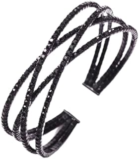 Black Rhinestone Cuff Bracelet for Women Girls Black Jewelry Layered Bracelets for Prom pageant Party Wedding