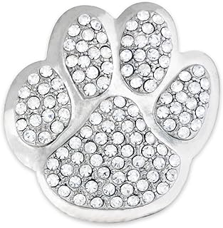 PinMart's Silver Rhinestone Animal Paw Print School Mascot Brooch Pin
