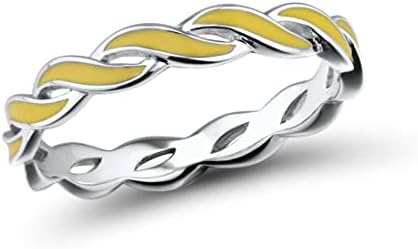 Santuzza Handcrafted 925 Sterling Silver Colorful Enamel Twisted Stackable Ring For Women, Size 6