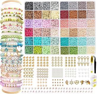 Konoz Bracelet en Perles de Rocaille et Perles Plates avec 48 Couleurs, 3 mm et 6 mm, Kit Bijoux pour Créations Adultes, Idéal pour DIY et Cadeaux Spéciaux