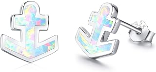 925 Sterling Silver Opal Cross Stud Earrings with Moonstone Back Finding for Women, Hypoallergenic and Radiant Design