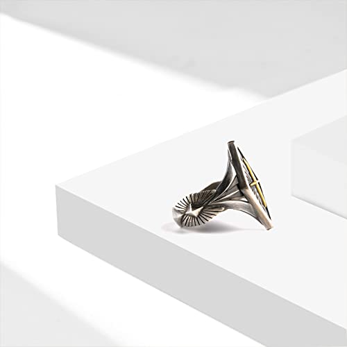 Cool Retro Vintage S925 Sterling Silver Punk Biker Gothic Sugar Cocktail Party Ring for Women Men,Thumb Index Middle Finger Boho Wide Ring Jewelry Gift for Him Her