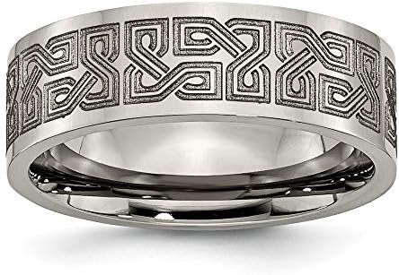 IceCarats Titanium Greek Key 8mm Wedding Band Ring