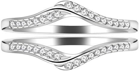 Versatile 925 Sterling Silver Clasp Stack Rings Set with Cubic Zirconia Gems, Perfect for Weddings or Engagements, Round Shape Design, Ideal for Women, Size 6