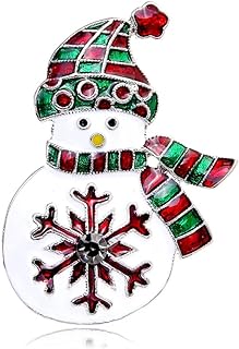 Snowman Brooch Pin Christmas Enamel Lapel Pins Cartoon Brooches Badges for Dress Clothing Bags Hat Suit Tie Accessory Collar Jewelry for Corsages Scarf Clip Austrian Crystal Winter Holiday Gift for Women Girls Cute Festive Decoration New Year Party