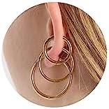 Waterproof 14K Gold Plated Filled Thick Small Gold Hoop Earrings for Women, Huggie Hoop Earrings, Hypoallergenic Lightweight Earrings, Gold Silver Stainless Steel Earring Set for Women men Girls