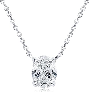 2ct Oval Moissanite Pendant Necklace, D Color VVS1 Lab Created Diamond, Sterling Silver Platinum Plated Dainty Pendant for Women Wife Girlfriend Mothers Day Jewelry Gifts