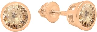 Dazzlingrock Collection 14K 5 MM Each Round Cut Gemstones Ladies Solitaire Stud Earrings, Rose Gold