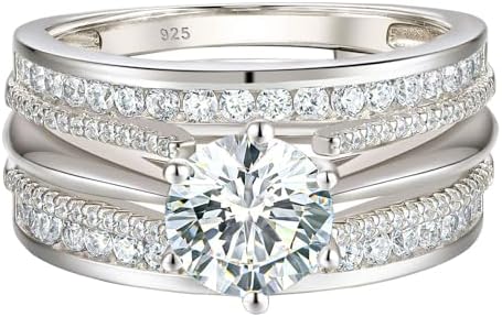 Black Sterling Silver Wedding Ring Set with Cubic Zirconia for Women, Round Cut Design, Size 4-12