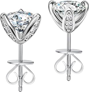 ABSOLUTE Moissanite Stud Earrings for Women 2 Carat S925 Sterling Silver Hypoallergenic 2Ct Moissanite Mother's Day Gift for Mom/Mother/Daughter/Girlfriend