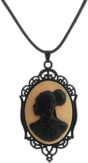 African Lady Cameo Necklace, Black Women Resin Pendant, Jewelry for Women