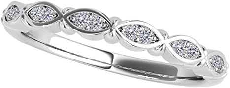 MauliJewels Diamond Wedding Bands For Women | 0.10 Carat Round Diamond Engagement Band 10K Solid White Rose Yellow GoldJewelry Collection