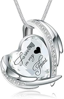 Heart Crystal Cremation Urn Necklace for Ashes, Stainless Steel Cremation Jewelry for Ashes Memorial Pendant Ashes Urn Necklace with Engraving and Filling Kit