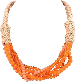 Elegant Multi-Layer Glass Bead Rope Necklace for Women by Firstmeet