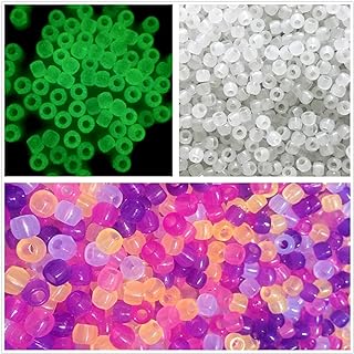 Looconi UV Reactive Bracelet Beads in Plastic with Color Change and Glow-in-the-Dark Features, for Arts and Crafts Enthusiasts - Multi-Color/Mixed Design