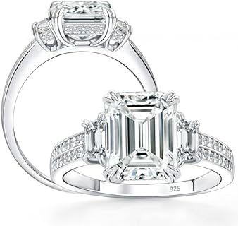 SHELOVES Sterling Silver Engagement Ring with Cushion Cut & Hidden Halo Cubic Zirconia for Women - Size 5-10