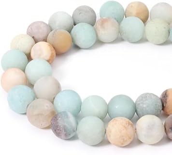 60pcs 6mm Natural Matte Amazonite Beads Energy Healing Crystal Round Loose Stone Beads for Jewelry Making, DIY Bracelets Necklaces