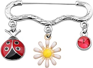 Pin Clasp Stainless Steel Ladybug Brooch for Animal Lovers, Daisy Flower Design for Everyday Glamour and Special Occasions