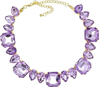 Crystal Rhinestone Heart Gemstone Choker Collar Necklace for Women Sparkly Colored Emerald Neck Chain Statement Necklace For Women