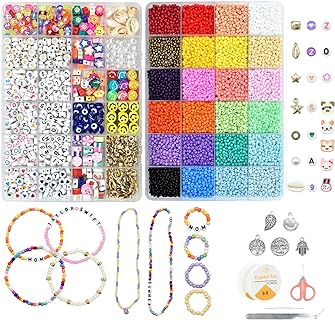 JOJANEAS 10800pcs Tiny 3mm Glass Seed Bead Kit in Vibrant 24 Colours for DIY Jewelry Designing Accessories: Bracelets, Necklaces, Earrings - An Ideal Gift for Craft Lovers