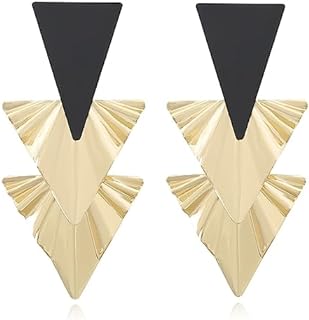 MIGUO STORE Boho Unique Fashion Personality Black White Triangle Drop Oil Dangle Drop Earrings Elegant Geometry Charm Drop Earrings for Women Girls