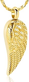 Imrsanl Ash-Carrying Stainless Steel Necklace - Lobster Clasp Urn Pendant with Angel Wing Design for Men and Women