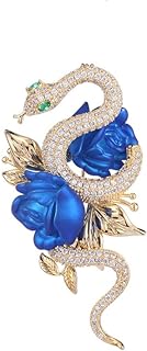 14K Gold Serpentine and Rosette Brooch Adorned with Mesmerizing Moissanite and Emerald Gemstones - Luxurious Shawl or Lapel Accessory with Vibrant Floral Design