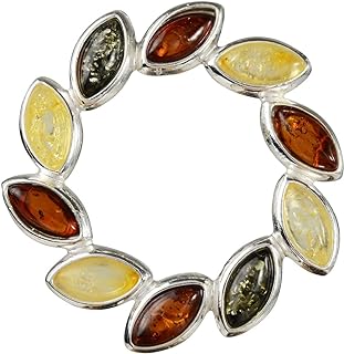 HolidayGiftShops Sterling Silver and Baltic Multicolored Amber Brooch Carrie