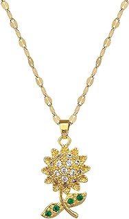 18K Gold Plated Sunflower Necklace for Women Zircon Sunflower necklace Lip Chain Sunflower Pendant Necklace Trendy Jewelry Accessories