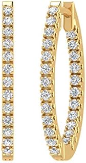 1 Carat Diamond Inside-out Hoop Earrings in 14K Gold or in Platinum (I1-I2 Clarity)