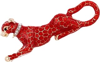 LIFKOME Fashin Brooch Vintage Leopard Brooch Crystal Leopard Pin Badge Boutonniere Pin Rhinestone Brooch Corsage Animal Badges Rhinestone Bling Brooch Shawl Tie Fashion Red Langya