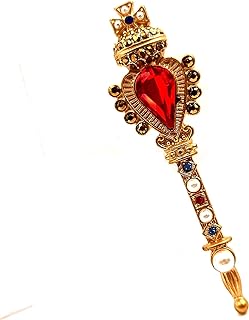 CYPINA Royal Vintage Red Heart Stone Accent Scepter Lapel Pin Brooch Costume Jewelry