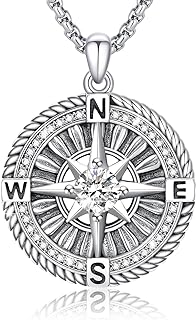 Men's & Women's Compass Charm Sterling Silver Bracelet - Friendship Talisman Travel-themed Graduation Jewelry, No Gemstone Design