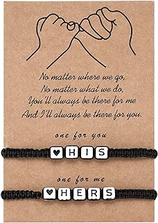 Emo Bead Bracelets with Braided Chain and Hidden Safety Clasp for Couples, HIS and HERS Design Stainless Steel Bracelets - Perfect Distance Relationship Gifts for Him and Her