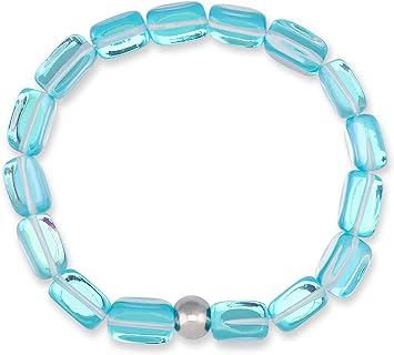 Luminous Pebble-Shaped Mermaid Bead Bracelet with Bead Chain and Lobster Claw Clasp in Stainless Steel for Women and Girls