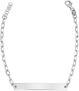 Kooljewelry 925 Sterling Silver with Rhodium Plating Bar ID Bracelet (Adjustable from 7-7.5 inch)