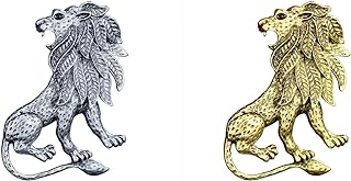 Vintage 2pc Lion Brooch Set in Robust Zinc Alloy with Sturdy Pin Clasp, Perfect Men's Accessory to Exude Power and Status