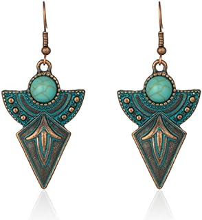 Handmade Bohemian Art Deco Drop Earrings with French Wire Back Finding and Unique Geometry Fan Design for Women and Girls