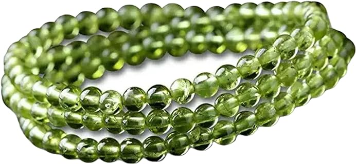 Peridot Crystal Bracelet - Round Beads - Beaded Handmade Bracelet, August Birthstone Bracelet Jewelry For Women BY DIEM BEADS