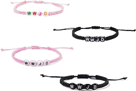 Pingyongchang WWJD Bracelets What Would Jesus Do Bracelet Matching Friendship Braided Rope Letter Protection Inspirational Religious Christian Bracelets for Women Men Teens Girl