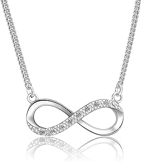 Infinity Love Necklace for Women Mom Daughter Girlfriend, 925 Sterling Silver Sparkling Cubic Zirconia Forever Love Heart Cross Pendant Necklace Jewelry for Anniversary Birthday Gift